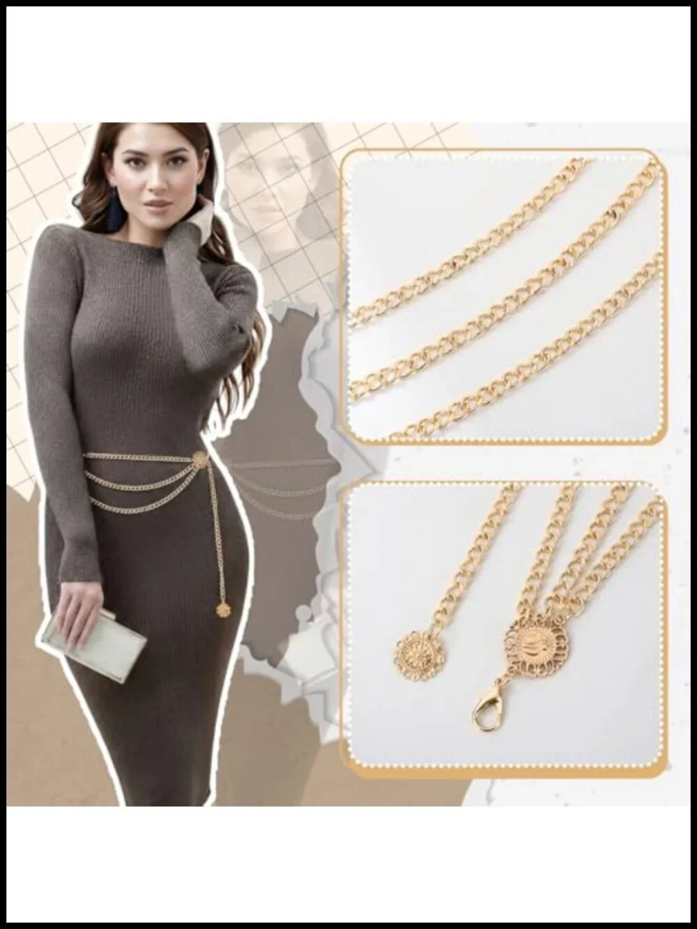 3 Piece Layered Waist Chains for Women Multilayer Metal Adjustable Dress Hip